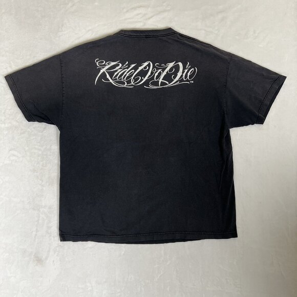 Vintage Ride or Die My Old Lady Motorcycle David Gonzales T-Shirt Size 2XL Y2K - Picture 8 of 11